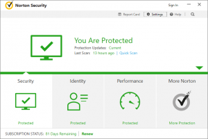 The Norton Security dialog.